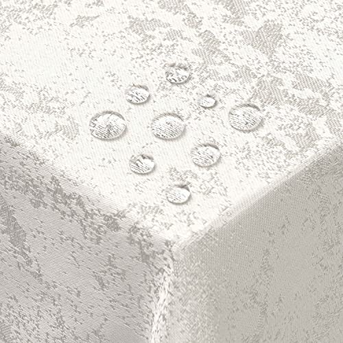 Jacquard Tischdecke Granit Tischdecke Eckig Weiß 135 x 180 cm Meliert mit Lotus Effekt Größe & Farbe wählbar von DecoHomeTextil