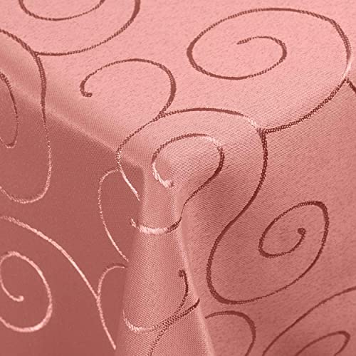 Kringel/Circle Tafeldecke Form, Größe & Farbe wählbar- Eckig 110 x 160 cm - Altrosa/Rosa Damast Tischdecke von DecoHomeTextil