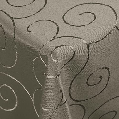 Kringel/Circle Tafeldecke Form, Größe & Farbe wählbar- Eckig 110 x 180 cm - Grau Damast Tischdecke von DecoHomeTextil