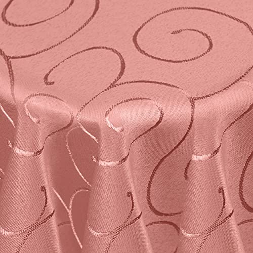 Kringel/Circle Tafeldecke Form, Größe & Farbe wählbar- Oval 130 x 360 cm - Altrosa/Rosa Damast Tischdecke von DecoHomeTextil