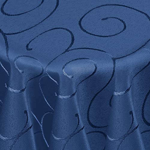 Kringel/Circle Tafeldecke Form, Größe & Farbe wählbar- Oval 130 x 360 cm - Dunkelblau Damast Tischdecke von DecoHomeTextil Heimtextilmanufaktur