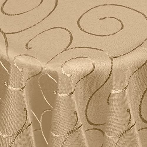 Kringel/Circle Tafeldecke Form, Größe & Farbe wählbar- Oval 130 x 260 cm - Nougat/Beige/Hellbraun Damast Tischdecke von DecoHomeTextil