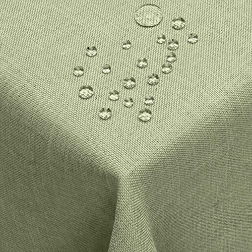 DecoHomeTextil Leinen Optik Farbe Größe wählbar - Eckig 130 x 300 BZW.300x130 BZW. 130x300 cm Hellgrün/Grün mit Lotus Effekt Tischdecke mit Fleckschutz Hellgrün/Grün TD Eckig von DecoHomeTextil Heimtextilmanufaktur