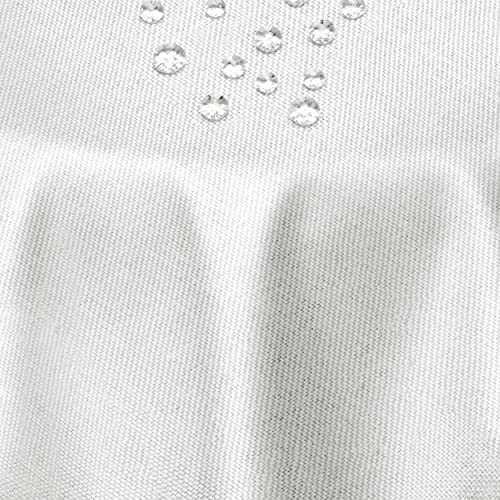 Leinen Optik Tischdecke Tischtuch Tafeldecke Leinendecke Abwaschbar Wasserabweisend Oval 130 x 220 cm Weiss Fleckschutz Pflegeleicht mit Saumrand Leinentuch von DecoHomeTextil