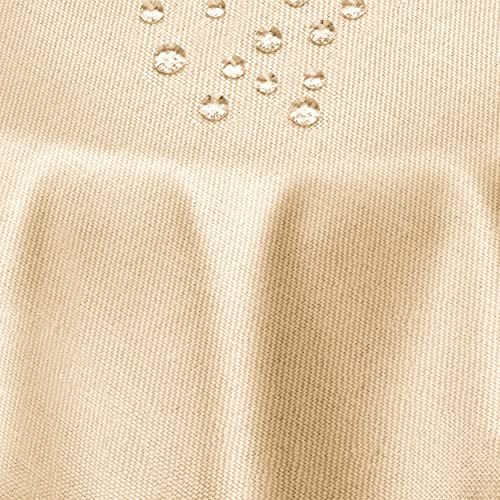 Leinen Optik Tischdecke Tischtuch Tafeldecke Leinendecke Abwaschbar Wasserabweisend Oval 135 x 180 cm Champagner Fleckschutz Pflegeleicht mit Saumrand Leinentuch von DecoHomeTextil