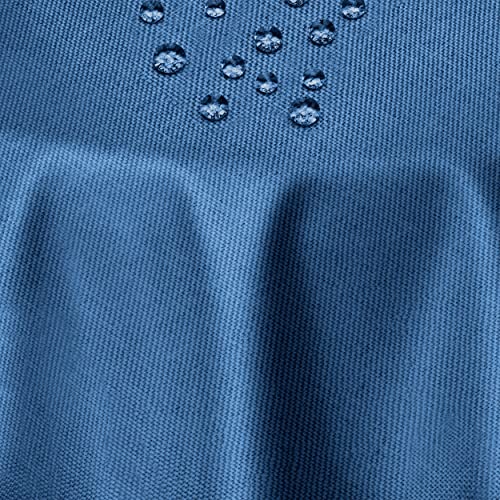 Leinen Optik Tischdecke Tischtuch Tafeldecke Leinendecke Abwaschbar Wasserabweisend Rund 140 cm Dunkelblau Fleckschutz Pflegeleicht mit Saumrand Leinentuch von DecoHomeTextil Heimtextilmanufaktur