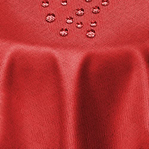 Leinen Optik Tischdecke Tischtuch Tafeldecke Leinendecke Abwaschbar Wasserabweisend Rund 140 cm Dunkelrot Fleckschutz Pflegeleicht mit Saumrand Leinentuch von DecoHomeTextil Heimtextilmanufaktur