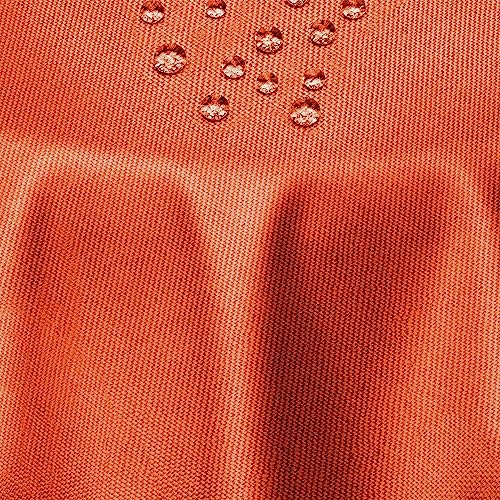 Leinen Optik Tischdecke Tischtuch Tafeldecke Leinendecke Abwaschbar Wasserabweisend Rund 220 cm Orange Fleckschutz Pflegeleicht mit Saumrand Leinentuch von DecoHomeTextil
