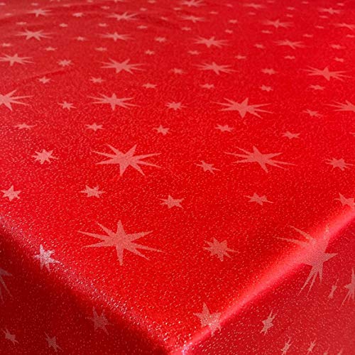 Lurex Tischdecke Sterne Farbe und Größe wählbar - Eckig 130x160 cm Rot - dezent glitzernd Tischdecke Weihnachten von DecoHomeTextil