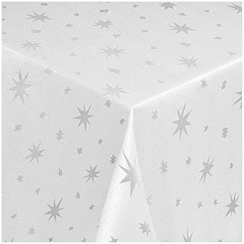 Lurex Tischdecke Sterne Farbe und Größe wählbar - Eckig 130x160 cm Silber - dezent glitzernd Tischdecke Weihnachten von DecoHomeTextil