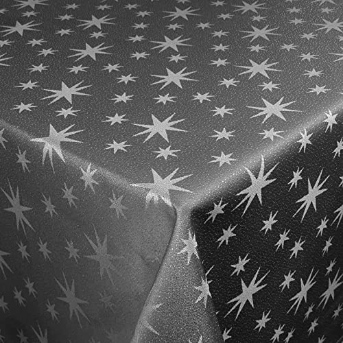 Lurex Tischdecke Sterne Farbe und Größe wählbar - Eckig 130x260 cm Dunkelgrau - dezent glitzernd Tischdecke Weihnachten von DecoHomeTextil