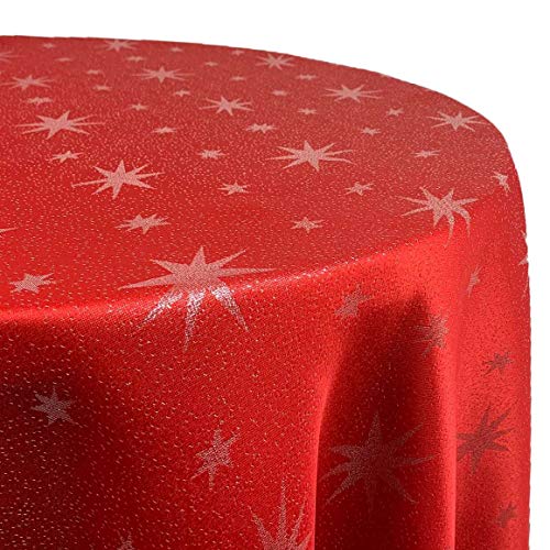 Lurex Tischdecke Sterne Farbe und Größe wählbar - Rund 135 Rot - dezent glitzernd Tischdecke Weihnachten von DecoHomeTextil