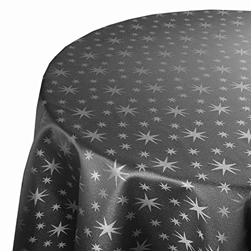 Lurex Tischdecke Sterne Farbe und Größe wählbar - Rund 180 Dunkelgrau - dezent glitzernd Tischdecke Weihnachten von DecoHomeTextil