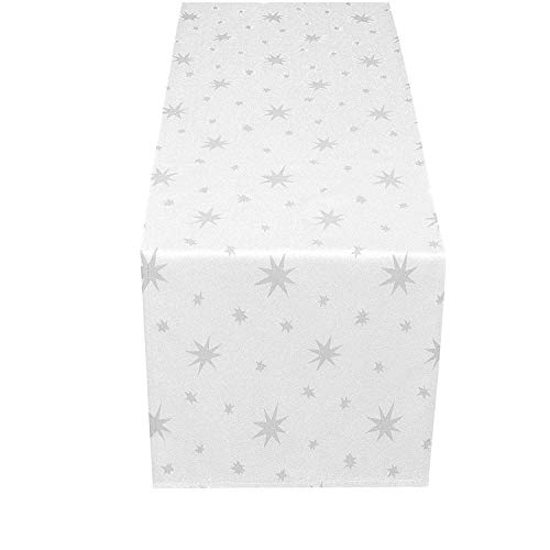 Lurex Tischläufer Sterne Farbe & Größe wählbar - 30x100 cm Silber - dezent glitzernd Tischdecke Weihnachten von Decohometextil