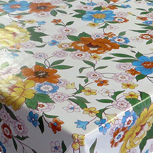 Restposten Wachstuch Wachstischdecke Tischdecke Frühlingsblumen Blau Eckig 140 x 100 cm Muster & Größe wählbar abwaschbar von DecoHomeTextil