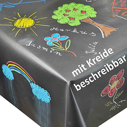 Tafeltischdecke Tischdecke Schwarz mit Kreide beschreibbar Größe wählbar Rund 120 cm von DecoHomeTextil