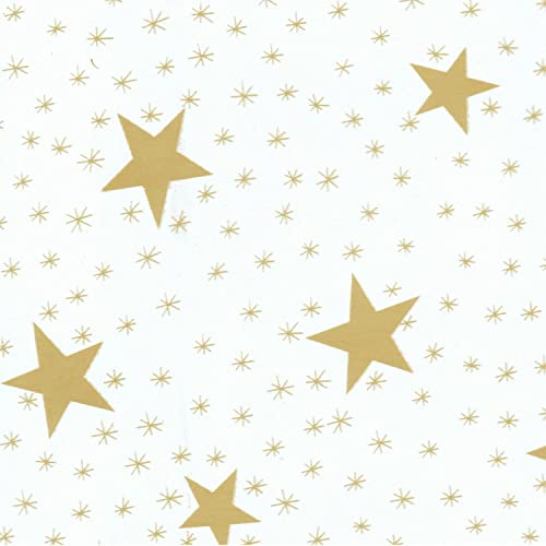Transparente Folie Muster, Breite & Länge wählbar - dcfix Sterne Gold - ECKIG 130 x 260 BZW. 260x130 cm abwaschbare Tischdecke von DecoHomeTextil