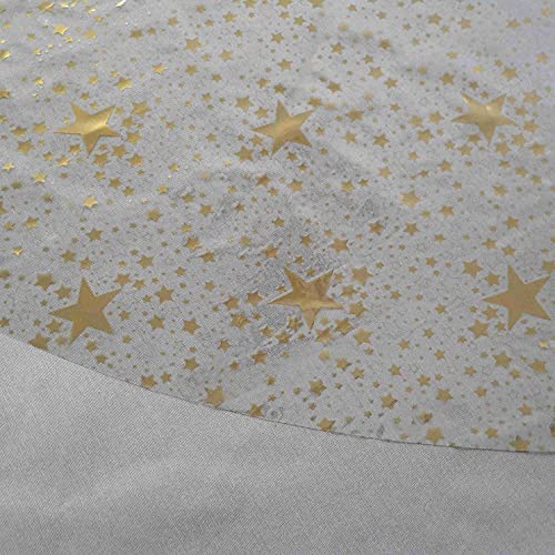 Transparente Folie Tischdecke Tischfolie Schutzfolie mit Muster Sterne Gold Oval 130 x 160 cm abwaschbar von DecoHomeTextil