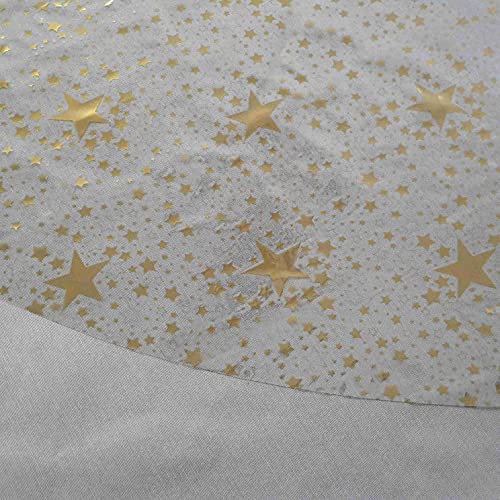 Transparente Folie Tischdecke Tischfolie Schutzfolie mit Muster Sterne Gold Rund 100 cm abwaschbar von DecoHomeTextil