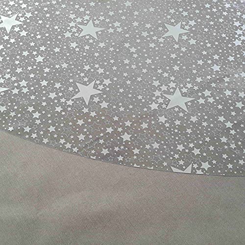 Transparente Folie Tischdecke Tischfolie Schutzfolie mit Muster Sterne Silber Oval 130 x 220 cm abwaschbar von DecoHomeTextil