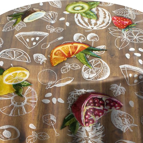 Transparente Folie Tischdecke Tischfolie Schutzfolie mit Muster Tropicas Obst Melone Oval 130 x 200 cm abwaschbar von DecoHomeTextil Heimtextilmanufaktur