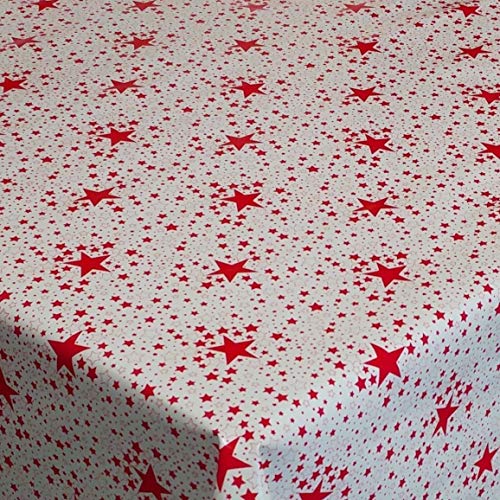 Wachstuch Lurex Sterne Himmel Rot Weihnachten Breite & Länge wählbar abwaschbare Tischdecke 100 x 250 cm von DecoHomeTextil