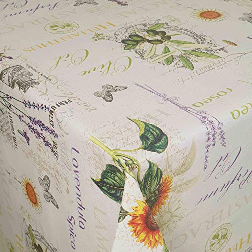Wachstuch Robuste Leinen Prägung Pro RUND OVAL ECKIG Breite & Länge wählbar Heilpflanzen Eckig 120 x 270 cm abwaschbare Tischdecke Gartentischdecke von DecoHomeTextil Heimtextilmanufaktur