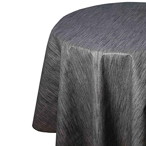 Wachstuch Robuste Leinen Prägung Rund Oval Größe & Farbe wählbar Oval 130 x 180 cm Grau Anthrazit abwaschbare Tischdecke von DecoHomeTextil Heimtextilmanufaktur
