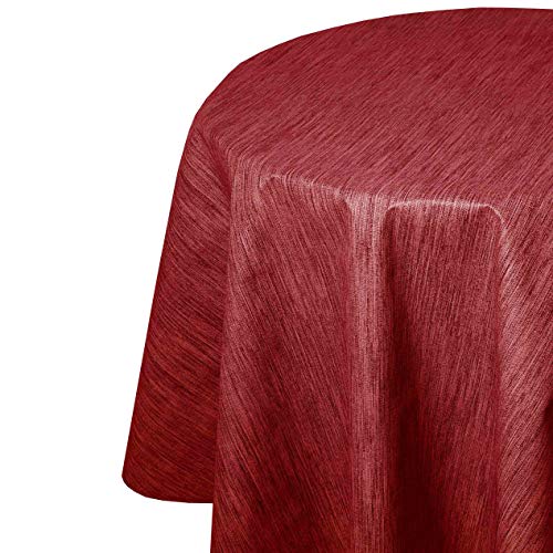 Wachstuch Robuste Leinen Prägung RUND OVAL Größe & Farbe wählbar Rot 160 x 240 cm Oval abwaschbare Tischdecke von DecoHomeTextil Heimtextilmanufaktur