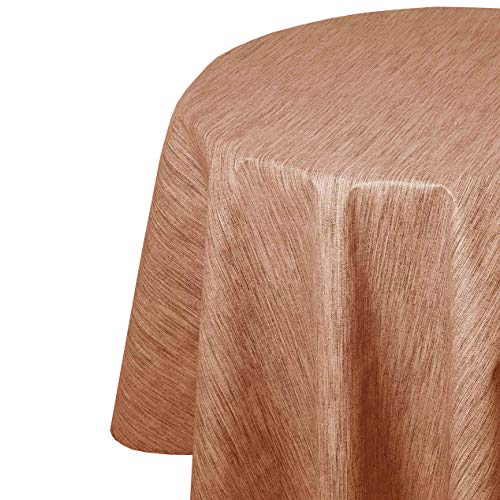 Wachstuch Robuste Leinen Prägung Rund Oval Größe & Farbe wählbar Rund 80 cm Kupfer Bronze abwaschbare Tischdecke von DecoHomeTextil Heimtextilmanufaktur