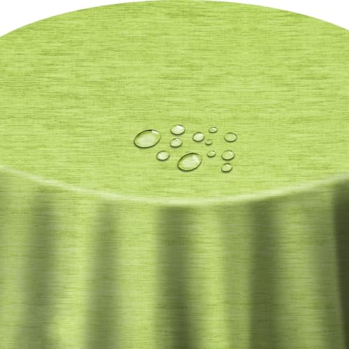 Wachstuch Robuste Leinen Prägung Rund Oval Größe & Farbe wählbar Oval 130 x 220 cm Grün abwaschbare Tischdecke von DecoHomeTextil Heimtextilmanufaktur