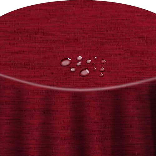 Wachstuch Robuste Leinen Prägung Rund Oval Größe & Farbe wählbar Oval 130 x 220 cm Rot abwaschbare Tischdecke von DecoHomeTextil Heimtextilmanufaktur