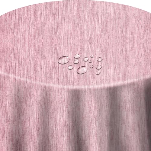 Wachstuch Robuste Leinen Prägung Rund Oval Größe & Farbe wählbar Rund 80 cm Altrosa abwaschbare Tischdecke von DecoHomeTextil Heimtextilmanufaktur