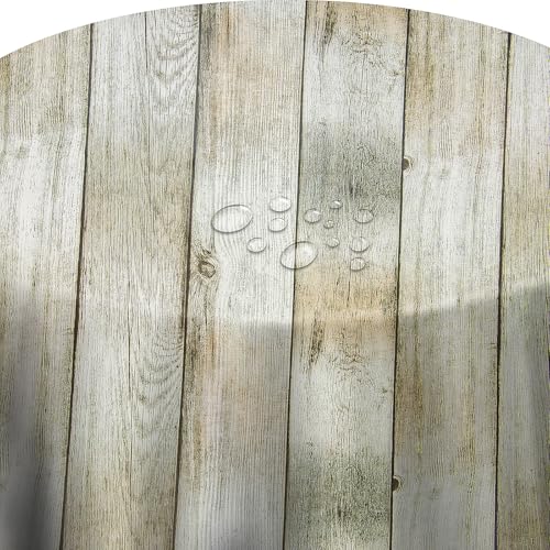 Wachstuch Tischdecke RUND OVAL Farbe & Größe wählbar Wood Look Beige Grau 130 cm Rund abwaschbar von DecoHomeTextil Heimtextilmanufaktur