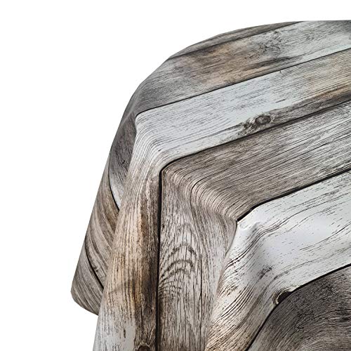 Wachstuch Tischdecke RUND OVAL Farbe & Größe wählbar Wood Look Beige Grau 130 x 260 cm Oval abwaschbar von DecoHomeTextil