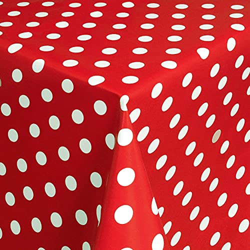 Wachstuch Wachstischdecke Gartentischdecke Tischdecke Größe wählbar Punkte Rot Eckig 140 x 110 cm abwaschbar von DecoHomeTextil