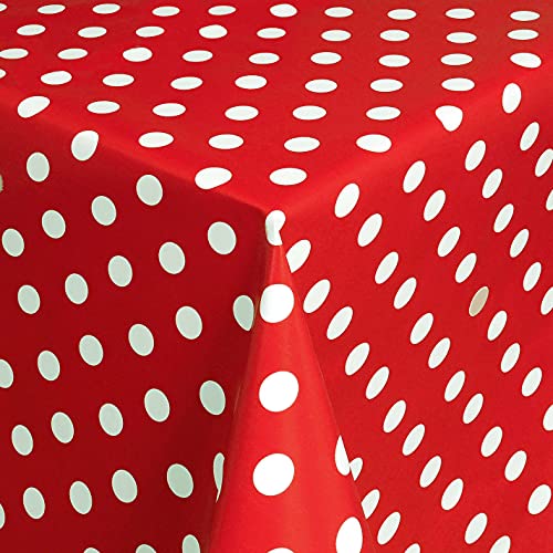 Wachstuch Wachstischdecke Gartentischdecke Tischdecke Größe wählbar Punkte Rot Eckig 140 x 340 cm abwaschbar von DecoHomeTextil Heimtextilmanufaktur