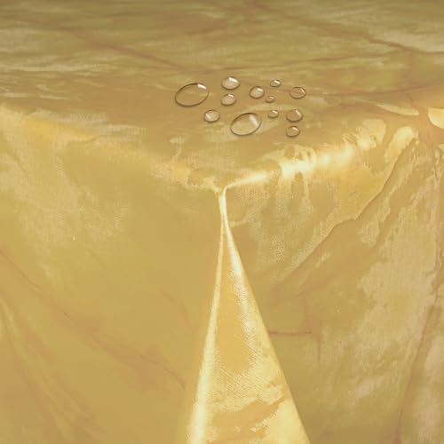Wachstuch Wachstischdecke Tischdecke Breite und Länge wählbar abwaschbare Gartentischdecke Lack Marmor Gelb 100 x 160 cm Eckig von DecoHomeTextil Heimtextilmanufaktur