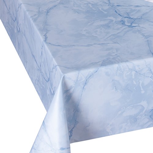 Wachstuch Wachstischdecke Tischdecke Breite und Länge wählbar abwaschbare Gartentischdecke Lack Marmor Hellblau 100 x 190 cm Eckig von DecoHomeTextil