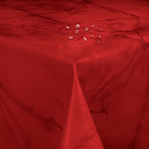 Wachstuch Wachstischdecke Tischdecke Breite und Länge wählbar abwaschbare Gartentischdecke Lack Marmor Rot 140 x 100 cm Eckig von DecoHomeTextil Heimtextilmanufaktur