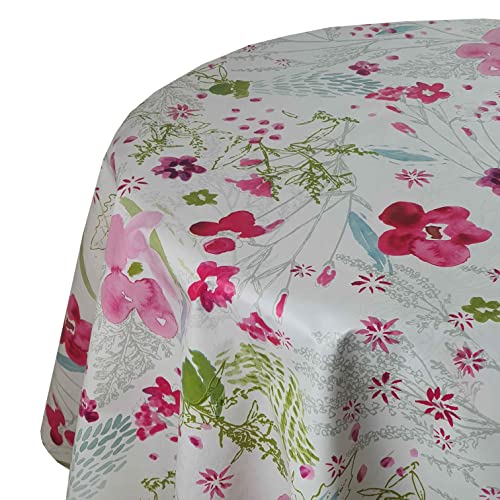 Wachstuch Wachstischdecke Tischdecke Gartentischdecke Farbe und Größe wählbar Bloom Blume Pink Rund 100 cm abwaschbare Wachstuchtischdecke von DecoHomeTextil