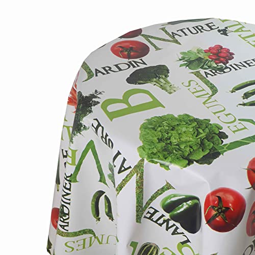 Wachstuch Wachstischdecke Tischdecke Gartentischdecke Farbe und Größe wählbar Gemüse Vegetable Natur Rund 110 cm abwaschbare Wachstuchtischdecke von DecoHomeTextil