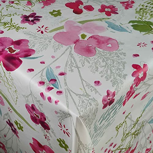 Wachstuch Wachstischdecke Tischdecke Gartentischdecke Größe wählbar Bloom Blume Pink Eckig 140 x 180 cm abwaschbar von DecoHomeTextil