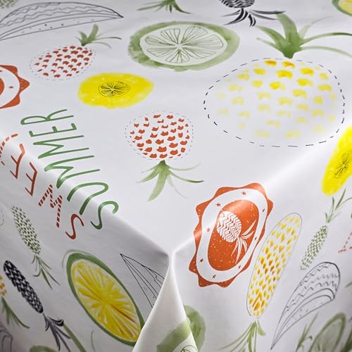 Wachstuch Wachstischdecke Tischdecke Gartentischdecke Größe wählbar Hello Summer Eckig 140 x 240 cm abwaschbar von DecoHomeTextil Heimtextilmanufaktur