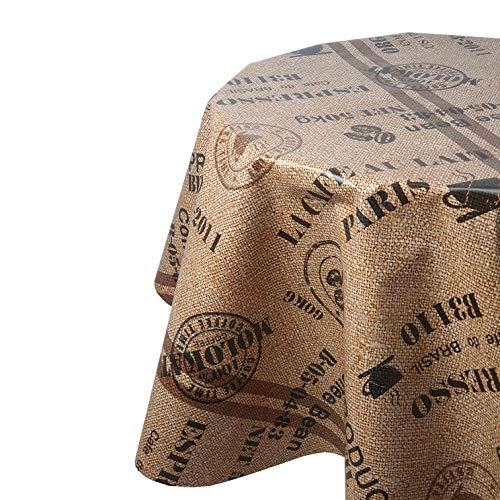 Wachstuch Wachstischdecke Tischdecke Gartentischdecke Kaffeesack Oval 130 x 200 cm abwaschbar gefaltet von DecoHomeTextil Heimtextilmanufaktur
