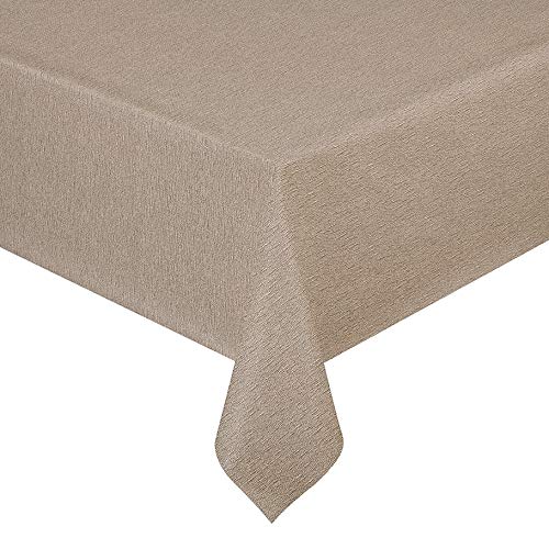 Wachstuch Wachstischdecke Tischdecke Gartentischdecke Lack Leinen Braun Breite & Länge wählbar 120 x 320 cm Eckig abwaschbar von DecoHomeTextil