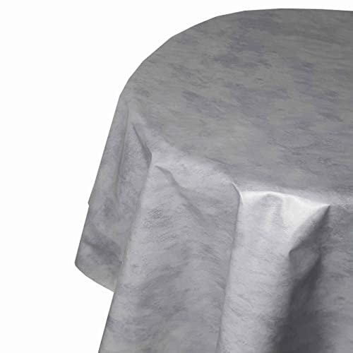 Wachstuch Wachstischdecke Tischdecke Gartentischdecke Leicht Marmoriert Grau Oval 130 x 200 cm abwaschbar gefaltet von DecoHomeTextil Heimtextilmanufaktur