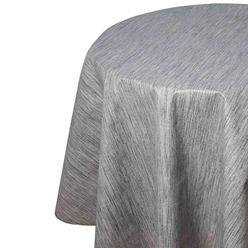 Wachstuch Wachstischdecke Tischdecke Gartentischdecke Leinen Prägung Hellgrau Oval 130 x 220 cm abwaschbar gefaltet von DecoHomeTextil Heimtextilmanufaktur