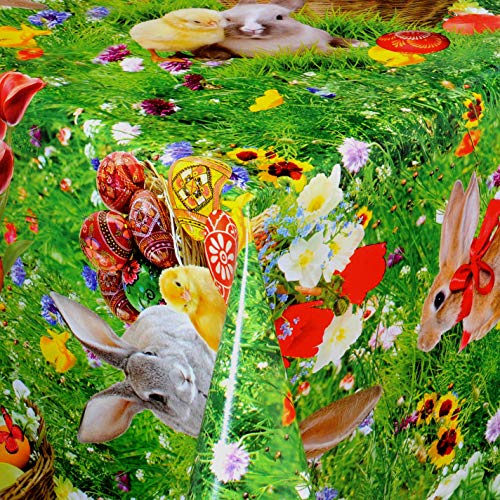 Wachstuch Wachstischdecke Tischdecke Gartentischdecke Ostern Grün Eckig 130 x 180 cm abwaschbar gefaltet von DecoHomeTextil