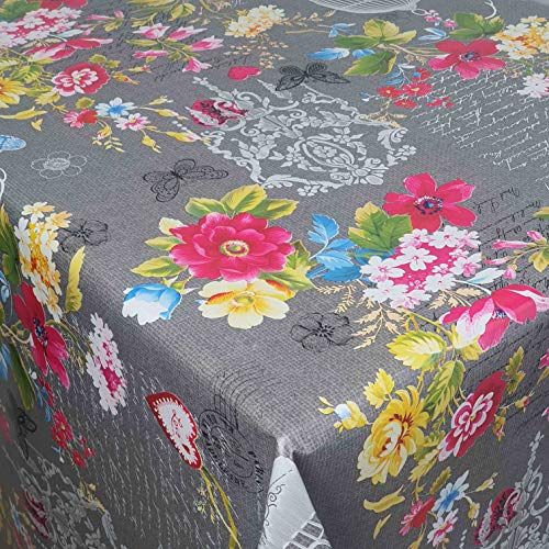 Wachstuch Wachstischdecke Tischdecke Gartentischdecke Paradiesvogel Grau Eckig 100 x 140 cm abwaschbar gefaltet von DecoHomeTextil Heimtextilmanufaktur